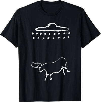 Funny Cow or Steer Ufo Alien Ancient Cave Painting T-Shirt