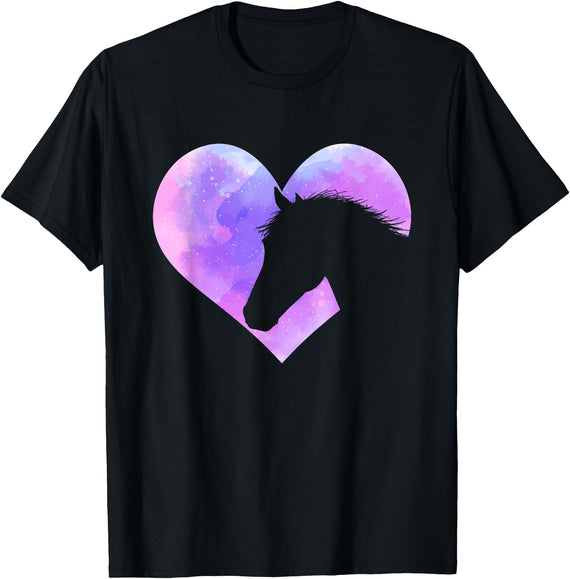 Funny Horse Shirts Horse Head Heart Shaped Design - Horseman Horseback Rider T-Shirt - Black