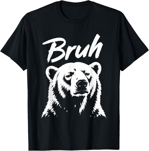 Polar Bear Bruh Meme Funny Co Bruh Funny Polar Bear Meme Dog Lover Men Women T-Shirt - Black