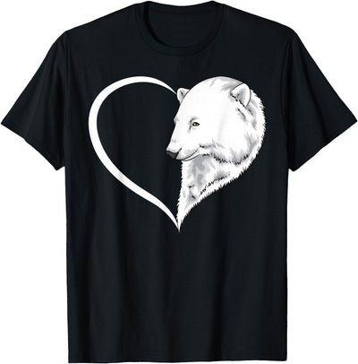 Polar bear For Women Girls Kids Heart Cute T-Shirt