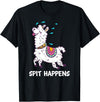 Funny Llama Pun by DSMD Spit Happens Llama Alpaca Lovers Funny Animal Pun T-Shirt - Black