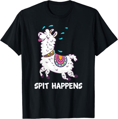 Funny Llama Pun by DSMD Spit Happens Llama Alpaca Lovers Funny Animal Pun T-Shirt