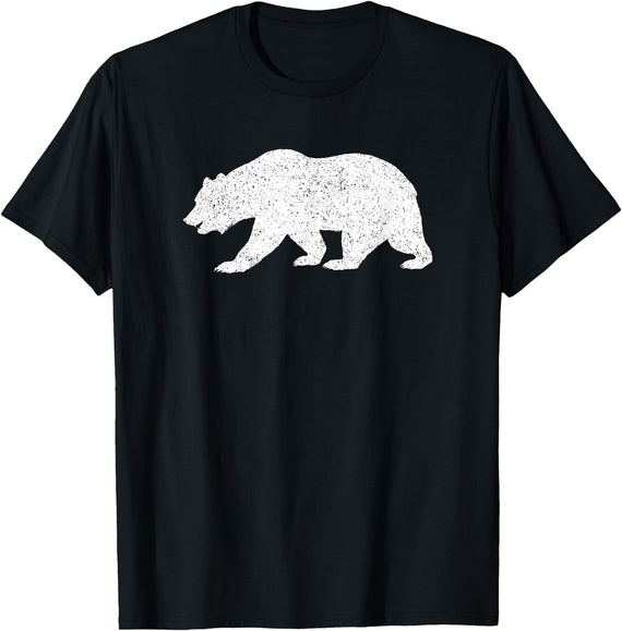 CALIFORNIA REPUBLIC GRIZZLY BEAR APPAREL California Grizzly Bear State Flag CALI Republic Silhouette T-Shirt - Black