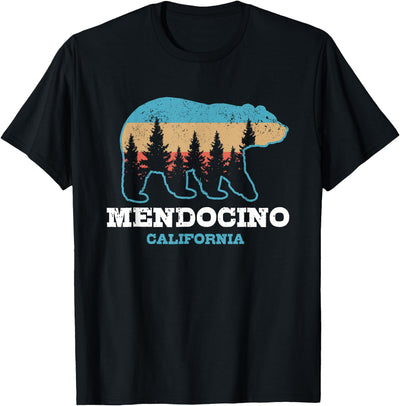 Mendocino Vintage California Grizzly Bear Nature Souvenir T-Shirt