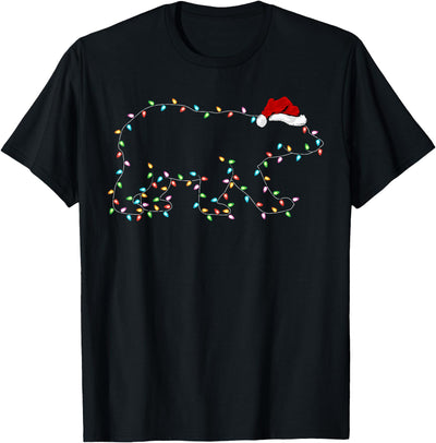 Polar Bear Xmas Lighting Santa Hat Christmas T-Shirt