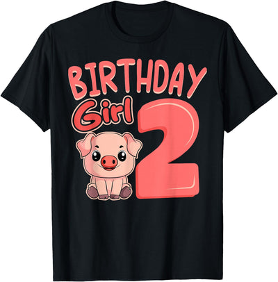 Pig 2nd Birthday Girl Party Oink Farm Hog Farmyard Piggy T-Shirt