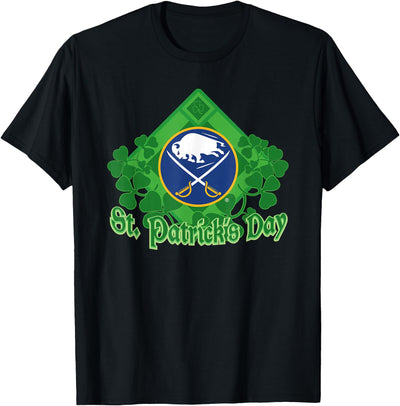 Cow Buffalo Sabres St Patrick's Day Black Officially T-Shirt