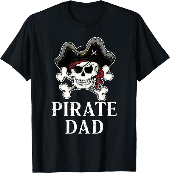 Pirate Family Matching T-Shirts Pirate Father Pirate Dad Halloween T-Shirt - Black