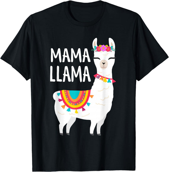 Birthday Llama Shirts Gift Mama Llama Funny Mother's Day Shirt Women Mom Birthday T-Shirt - Black