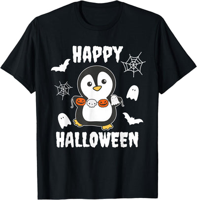 Sweet Animals For Halloween As Of 31 October Penguin Happy Halloween Pumpkin Ghost Penguins Halloween T-Shirt