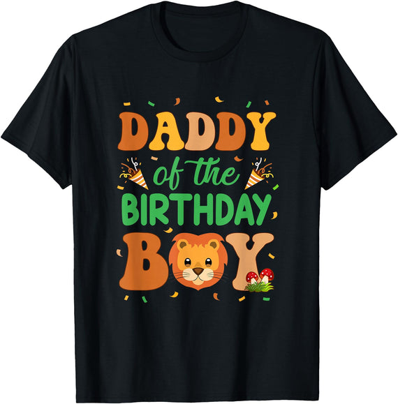Dad Birthday Boy Family Matching Lion Daddy Of The Birthday Boy Lion Family Party Decorations T-Shirt - Black