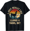 Llamas and Taco Lover Gifts Vintage Retro Style Llamas and Tacos lover Cinco de mayo Taco Tuesday Cute T-Shirt - Black