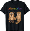 Kaisi-LGBT Gay Bi Gay Lesbian Otter Csd Queer Love Is Love Bear, Otter, Rainbow LGBT Diversity Drawing T-Shirt - Black