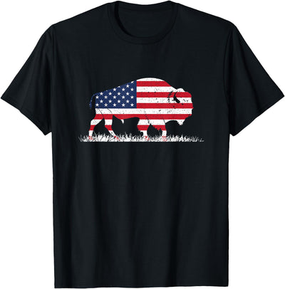 Buffalo Quotes Us Flag Buffalo Wildlife Animal Gift Buffalo T-Shirt