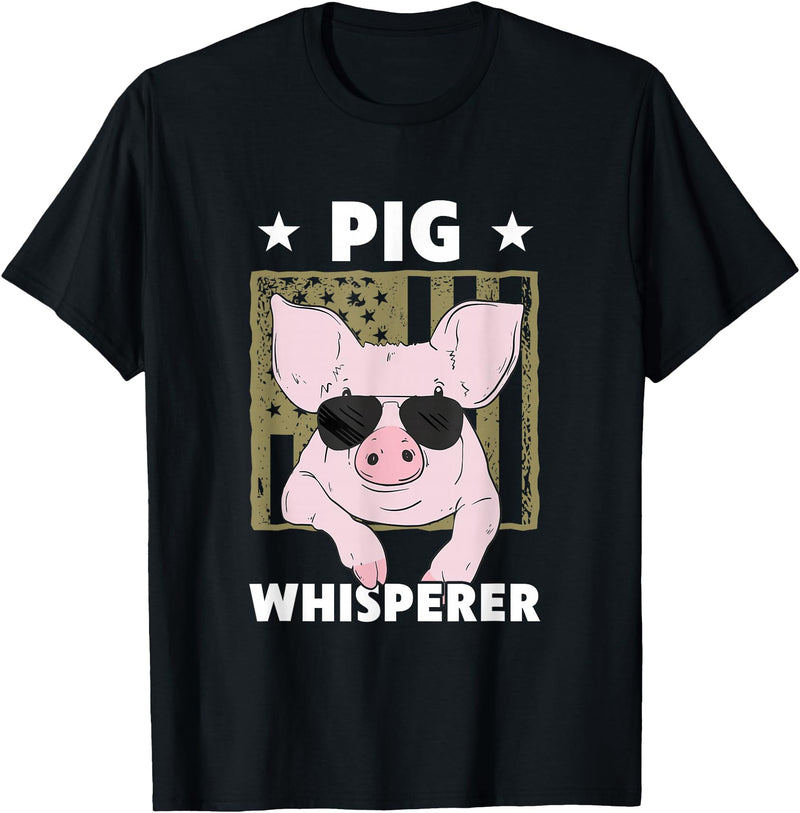 Funny Hog Design Pig Farmer Pig Whisperer Funny Pig Design Hog Farmer T-Shirt - Black