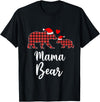 Cute Xmas Gifts Tartan Bear Cub Matching Costumes Mama Bear Buffalo Red Plaid Christmas Pajama Family Outfits T-Shirt - Black