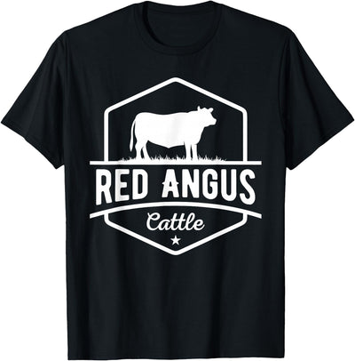 Red Angus Cattle Badge Logo T-Shirt