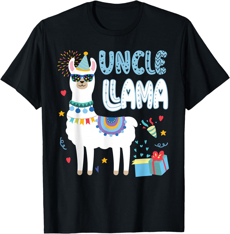 Family Matching Llama Birthday Party Supplies Uncle Llama Uncle Of The Birthday Boy Girl Llama Birthday T-Shirt - Black