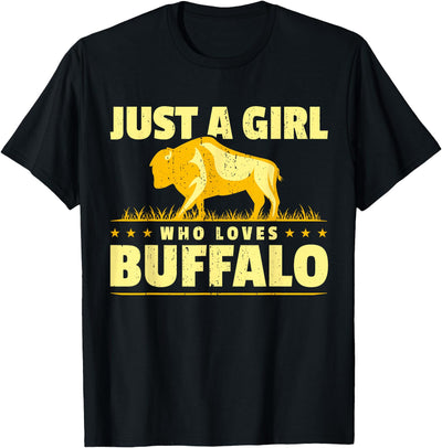 Wildlife I Bison Natural Reserve Girl Who Loves Buffalo I T-Shirt