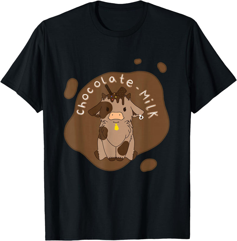 Cute Kawaii Merch Kawaii Chocolate Milk Cow T-Shirt - Black