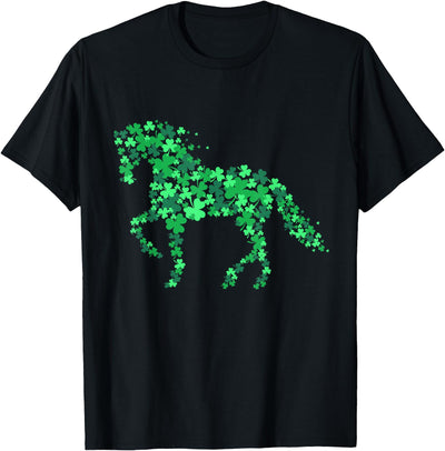 Horse Shamrock Shirts Horse Shamrock Horseback Riding Equestrian Shirt Patrick Day T-Shirt