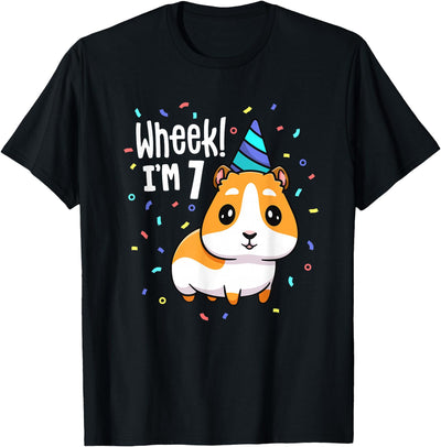 Guinea Pig Birthday Party Wheek Kids 7 Year Old 7th Outfit T-Shirt