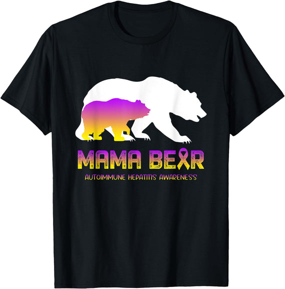 Autoimmune Hepatitis Awareness T-Shirt Mama Bear Autoimmune Hepatitis Awareness Shirt For Women Men - Black