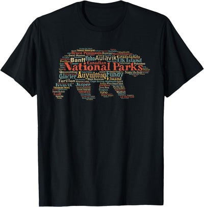 Canadian National Parks List Word Cloud Bear Souvenir T-Shirt