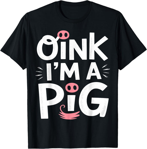 Spooky Gifts Oink, I’m a Pig Halloween Costume T-Shirt - Black
