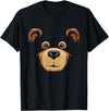 Bear Face Halloween Costume Outfit Brown Bear Tee Bear Face Halloween Costume Brown Bear Animal Kids T-Shirt - Black