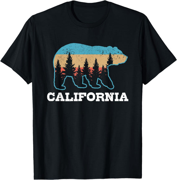 Vintage California Souvenirs & Gifts Vintage California Retro Bear Grizzly Nature Souvenir T-Shirt - Black