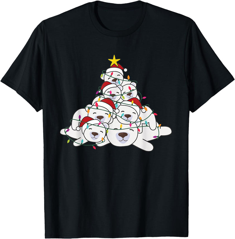 Funny Animals For The Holidays Polar Bear Christmas Tree Funny Animal Christmas Polar Bears T-Shirt - Black