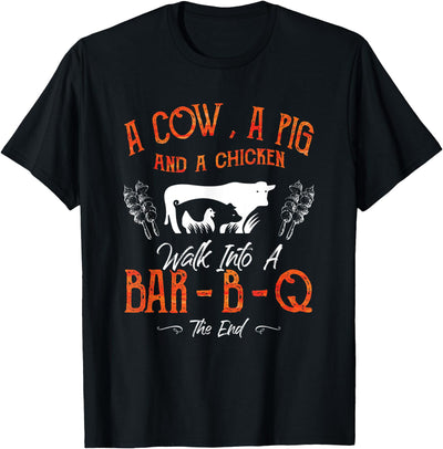 A Cow, a Pig and a Chicken Barbecue BBQ Master Griller Chef T-Shirt