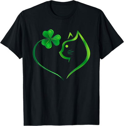 Shamrock Cat Heart St Patricks Day Kid Apparel Co. Shamrock Cat Heart St Patricks Day Cat Lovers Cat Mom Women T-Shirt