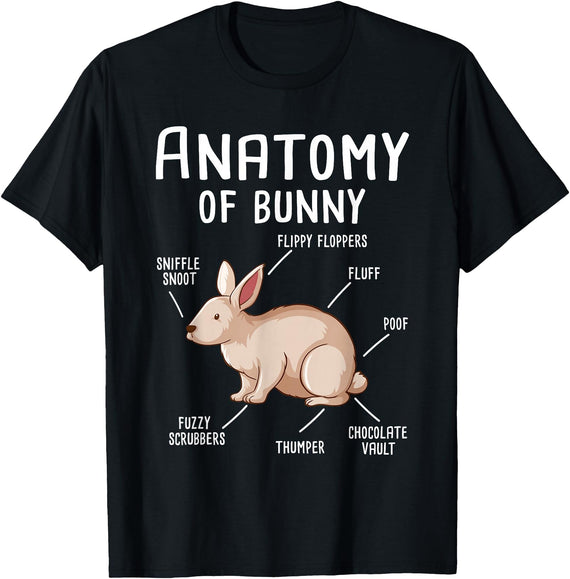 Anatomy of Bunny - Rabbit Lover Zookeeper Farmer Mammals T-Shirt in Black