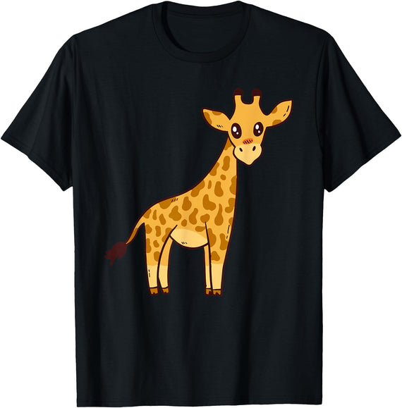 Cute Giraffe Motif Fo Girls & Boys Cartoon Giraffe I Children I Toddler Giraffe T-Shirt - Black