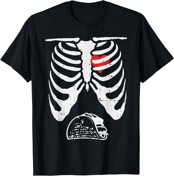 Funny Halloween Shirts Lazy Costume Party Skeleton Pregnancy Taco Halloween Mexican Baby Reveal Dad T-Shirt - Black