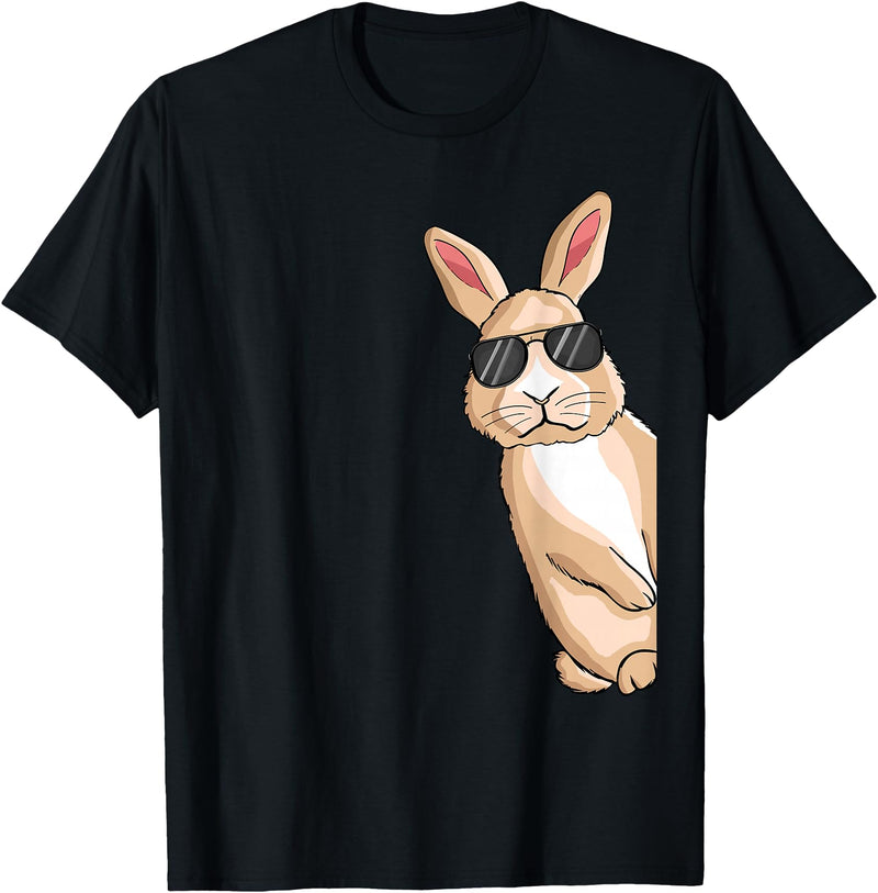 Cool Rabbit with Sunglasses Bunny Lover Kids Rabbit T-Shirt in Black