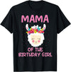 Llama Matching Birthday Party Theme Supplies Mama Of The Birthday Girl Llama First 1st Birthday Girl T-Shirt - Black