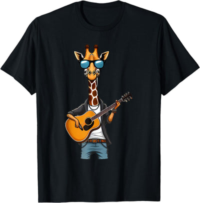 Cute Giraffe Playing Guitar Giraffes Musician Music T-Shirt