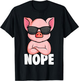 Funny Pig Lover & Owner Gift Ideas Pigs Nope Pig Children Girls Pig T-Shirt - Black