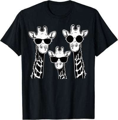 Giraffes Family with Sunglasses - Giraffe T-Shirt Small