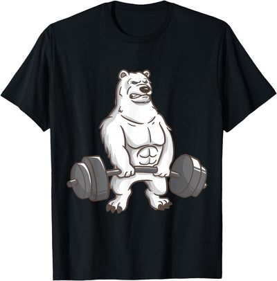 I Love Polar Bears And Fitness Polar Bear Powerlifting Weightlifting Gym And Animal Lovers T-Shirt