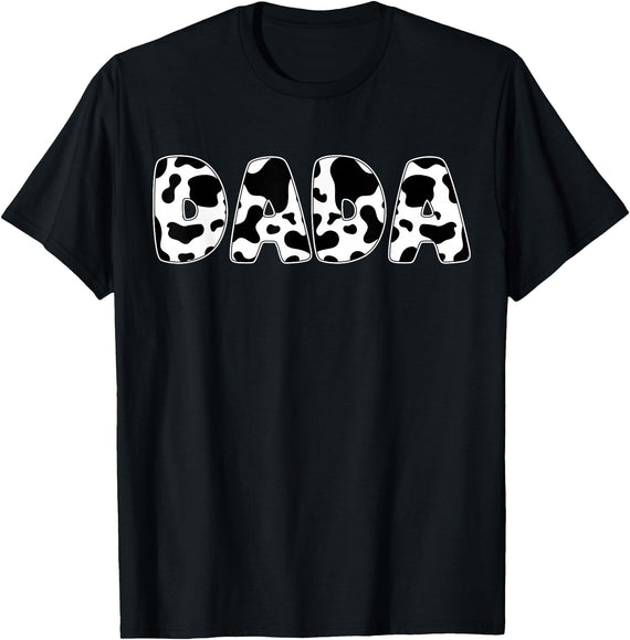 Family Matching Gifts Cow Dada Cow Print Cow Pattern Father's Day T-Shirt - Black
