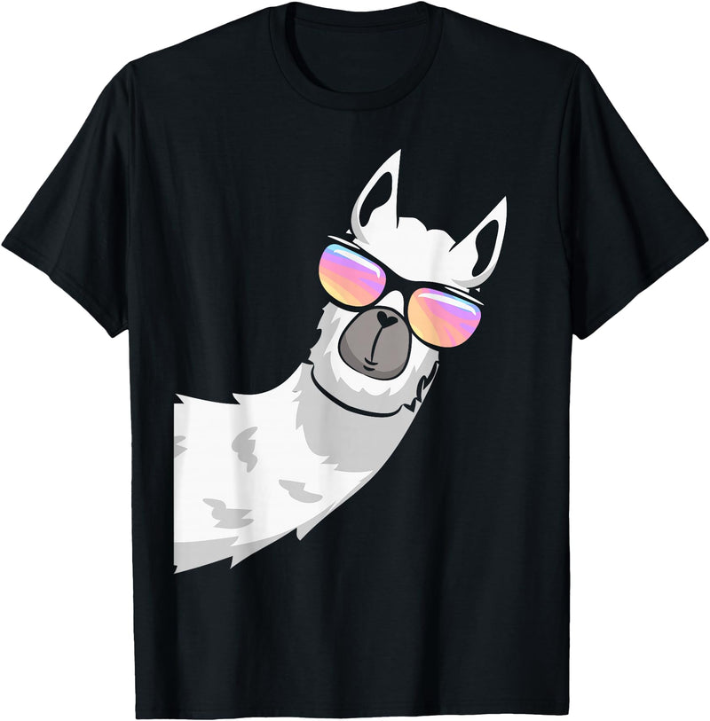 Llama Lover Gifts Collection Llama With Sunglasses Kids Boys Toddler Novelty T-Shirt - Black
