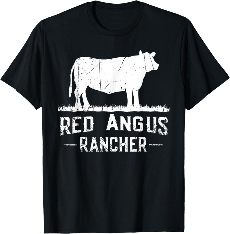Funny Red Angus Farmer Gift for Cattle Lover Cow Breeder - Red Angus Rancher T-Shirt - Black