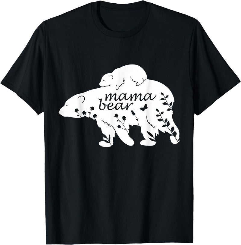 Funny Mama Bear Family Matching Gifts Clothing Mama Bear T-Shirt - Black