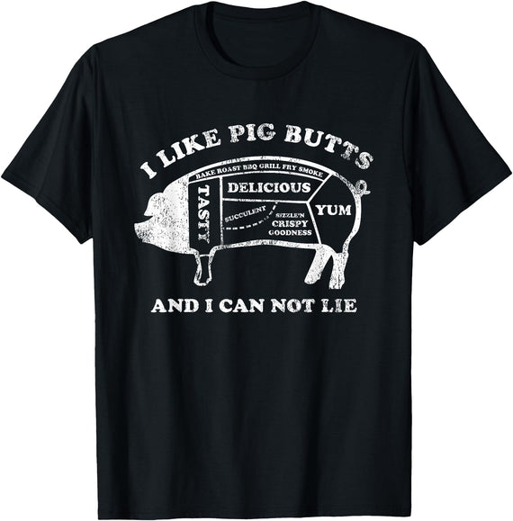 Pink Ink Art Funny I Like Pig Butts And I Can Not Lie T-Shirt T-Shirt - Black