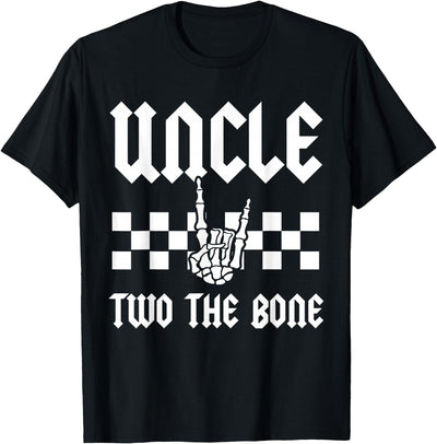 Halloween 2 Years Old Bday Rock Family Matching Uncle Two The Bone Skeleton Hand 2nd Birthday Boy Girl T-Shirt