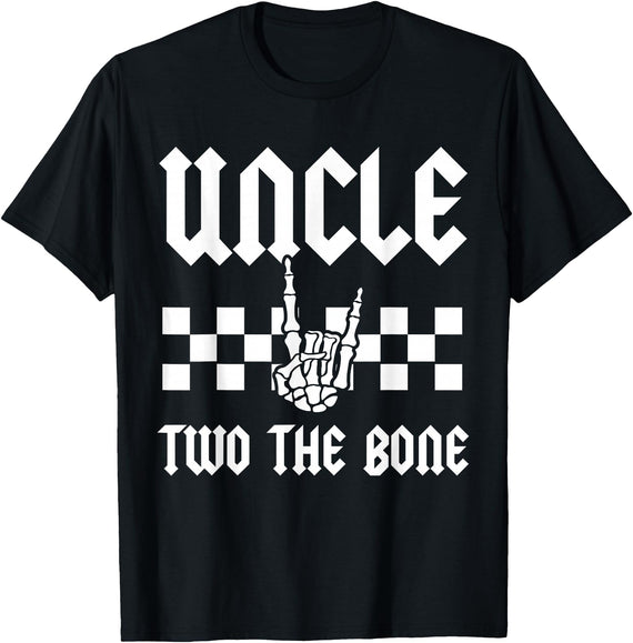 Halloween 2 Years Old Bday Rock Family Matching Uncle Two The Bone Skeleton Hand 2nd Birthday Boy Girl T-Shirt - Black